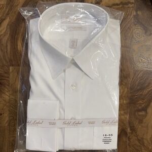 Gold Label Roundtree & Yorke Fitted White 16 X 35 French Cuff Non-Iron NWT